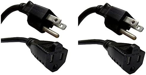 2-pack 3 ft crni ETL na popisu unutarnje izmjenične struje kratkog napajanja električni kabel za produženje kabela 16 mjerača 3 zupčanika