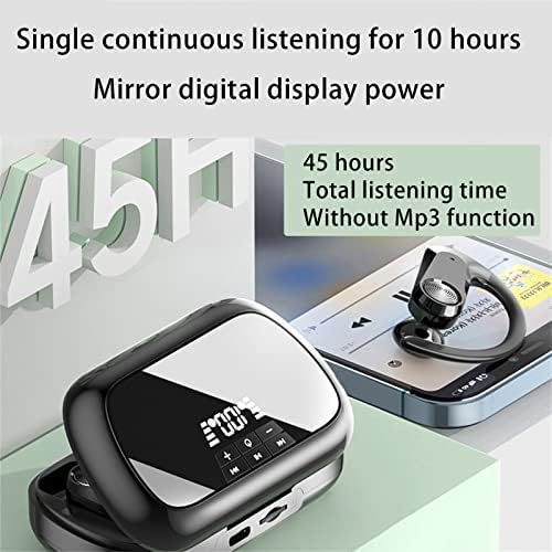 ZZWXWA Bluetooth slušalice, bežične ušne ušice s kukama za uši, Bluetooth 5.3 Čarobna podrška SD kartica, digitalni zaslon ogledala