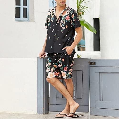 2 komada TrackSuits Outfits for Men Gumb Down Vintage Hawaiian Majica i kratki setovi modni odmor ljetne odjeće plaže