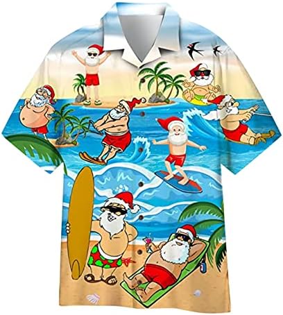 WYBAXZ 2022 Božićni muški božićni tiskarski džepni kopča košulja kratka rukava dugi rukavi muška košulja