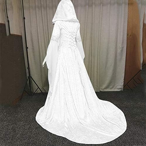 Haljina za Noć vještica ženska Vintage haljina od ogrtača s kapuljačom s rukavima od cijevi srednjovjekovna vjenčanica haljina za Noć