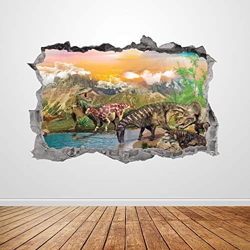 Jurska svjetska zidna naljepnica umjetnost razbijena 3D grafički dinosauri zidna naljepnica mural plakat Dječaci dječaci sobe zidni