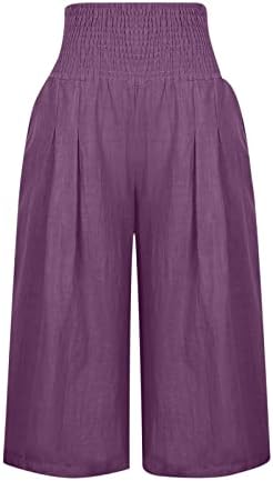 Široke kapri hlače za žene široke kapri hlače za trčanje hlače za vježbanje visokog struka modne ljetne hlače za plažu s džepovima
