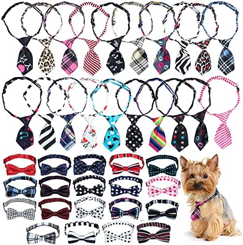 40pcs Podesive veze za pse Set Halloween Dog Bow kravate uključuju 20 kravata mačjeg luka 20 kravata mačjeg vrata za pse za kućne ljubimce