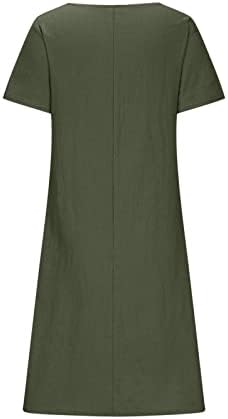 Ženska ležerna košulja ljetna haljina s okruglim vratom i kratkim rukavima, jednobojne midi haljine, jednostavna široka haljina za