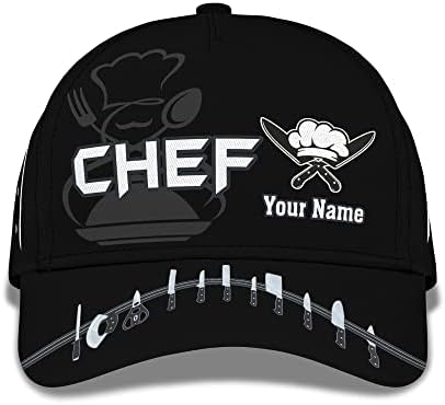 Prilagođeni ime noževi kuhar na crnom personaliziranom kapu za muškarce za muškarce Unisex stil glave