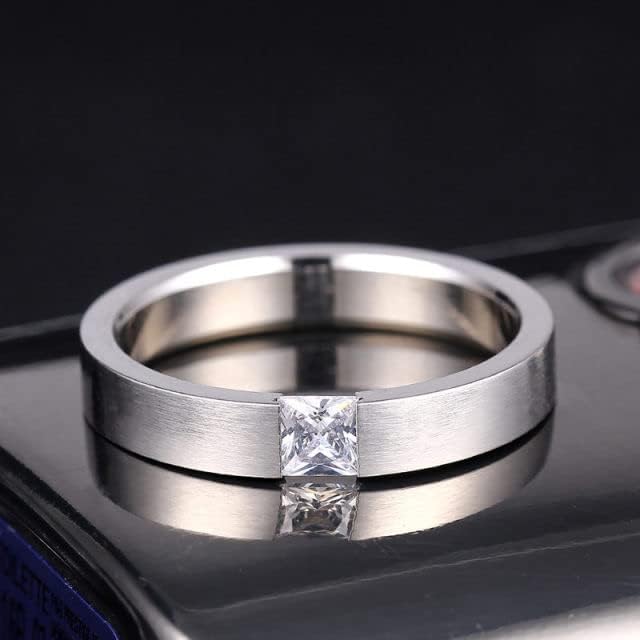 Koleso 4 mm čvrsti cirkonski prsten za muškarce i žene Personalizirani prsten Prilagođeni prsten ugravirani prsten-00412