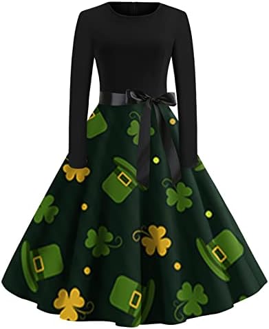 Odjeća za vrat za vrat Ženski izvedba St. Patrick's Performance Moda Casual St. Patrick's Day print casual haljina generička