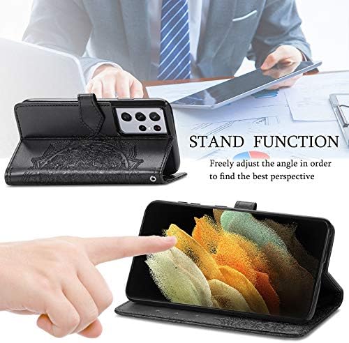 Muntonski kompatibilan sa Samsung Galaxy S21 Ultra 5G torbica-novčanik novčanik Mandala cvijet stalak držač za kartice torbica za telefon