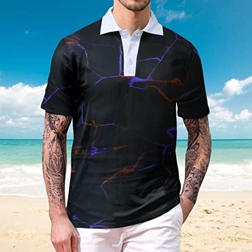 HDDK muške polo majice, gradijent kratkih rukava patchwork casual golf košulja gumb za vrat ljetni sportski tenis majice vrhovi