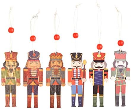 ValIclud 6pcs u boji Slikanje privjesak Nutcracker Vojnik Viseći dekor drveni privjesci