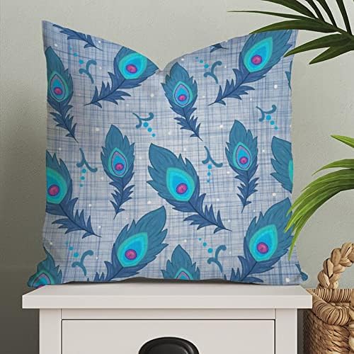 Vintage plavi paunski elegantni cvjetni slikanje jastuka jastuk Oslikani paunski dekor jastuk jastuk jastuk poklopac kvadratni ukrasni
