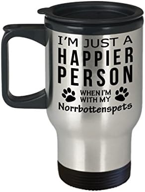 Ljubitelj pasa putnička kava šalica - sretnija osoba s Norrbottenspetsom -pet -ov darovi za spašavanje vlasnika