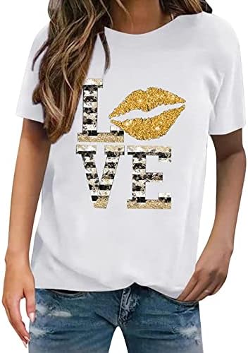 Unisex majica s okruglim vratom ljubav print klasična udobna košulja moda odmor kratkih rukava dnevni par vrh
