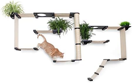 Set za mačke na više razina Zidna grebalica, dnevni boravak s visećom mrežom, Centar za igru i Centar za penjanje namještaj Police