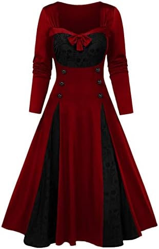 2022 Ženske čipke lubanje maxi haljina Halloween Gothic Vintage Formalna dugačka moda plus Veličina večernja zabava haljina