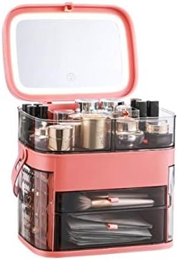 Anncus organizator za šminku s ogledalom LED svjetlo velikog kapaciteta nakit kozmetički organizator kozmetička kože kozmetička kutija
