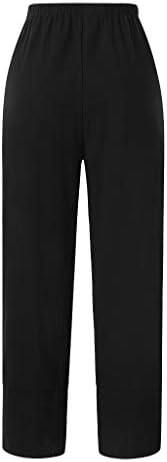 Pamučne posteljine obrezane hlače za žene za žene povremene ljetne hlače Capri s džepovima labave fit boho udobne hlače na plaži