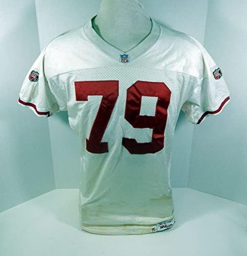 1995. San Francisco 49ers Harrison Barton 79 Igra izdana White Jersey DP30184 - Nepotpisana NFL igra korištena dresova
