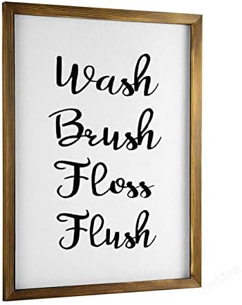 Vinmea dekor za dom drveni znak za pranje četkice za pranje Flush Framed Wood Sign, rustikalni zidni umjetnički znak 16 x20