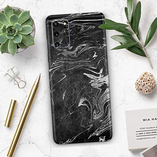 Dizajn Skinz crni i srebrni mramorni vrtlog v8 Zaštitni vinil naljepnica omota kože Kompatibilan sa Samsung Galaxy S20