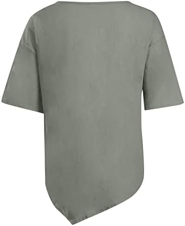 Nokmopo radne košulje za žene modu 2023 Pamuk s kratkim rukavima i posteljina ležerna majica majica majice bluza