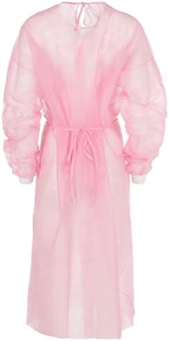 Plemići Univerzalna veličina ružičaste izolacijske haljine za jednokratnu upotrebu - haljina bez lateksa otporna je na fluidne s pletenim