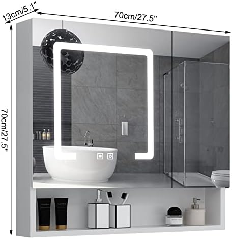 Ogledalo s LED osvjetljenjem, ormar za prvu pomoć u kupaonici, ormar za ogledalo u kupaonici, ormar za odlaganje od nehrđajućeg čelika