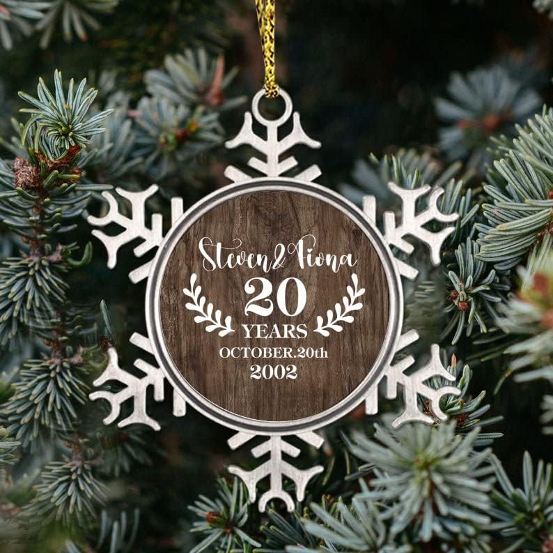 Personalizirani božićni ukrasi 3 inčni, obljetnička prilagođena godina metalni ukras, ukrasi za vijenac božićne drveće, Custom Keepsake