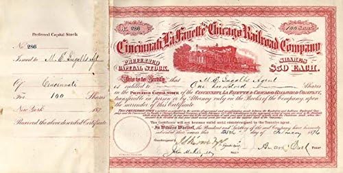 Željeznički certifikati Cincinnati, Lafaieta i Chicago