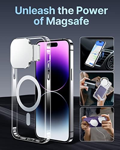 Silverback za iPhone 14 Pro Max kućište sa postoljem, magsafe kompatibilnim kućištem s ugrađenim poklopcem kamere, magnetskim telefonima