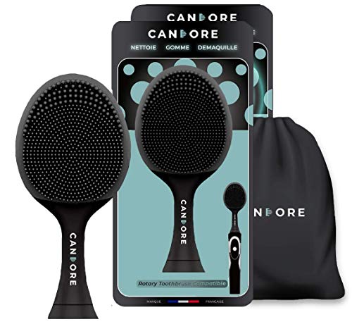 Candore silikonska četkica za lice Crni ugljik infuzirana Sonic - Pack od 2 - Reciklistički - piling, make up, čišćenje - kompatibilno