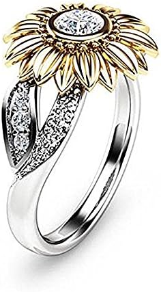 925 srebrni ženski muški prsten od suncokreta i bijelog topaza od 1,38 karata, vjenčani poklon prsten od 96-10