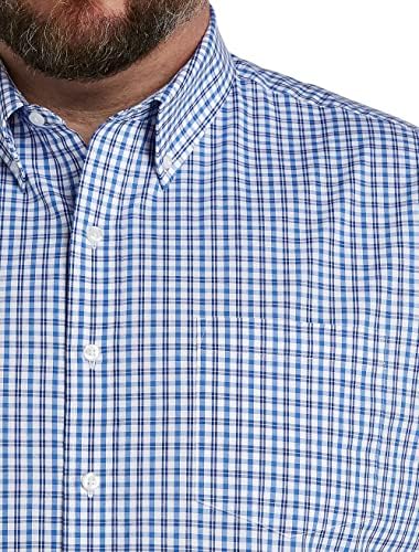 DXL Big & Tall Essentials Muška košulja s kariranim popisom | pamučna majica s kratkim rukavima dolje s džepom u prsima