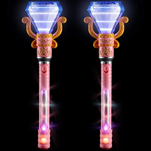 Spinning Magic Wand za djecu - 13,5 inčni svjetlosni dijamantni princeza igračke s LED ručkom - ružičasti vilinski štapići za djevojke,