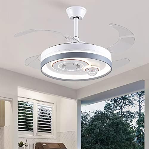 Surtime Moderni stropni ventilator sa svjetlima i daljinskim upravljačem ， glazbeni stropni ventilator s RGB svjetlima, bijeli fandelier