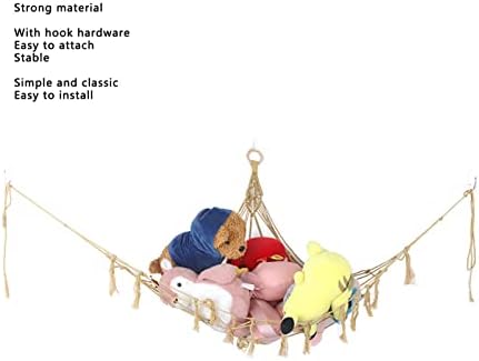 Organizator igračaka s punjenim visećim visećim mrežama, jednostavni pamučni konop napunjen životinjskim mrežama s 1 x vrećicom za