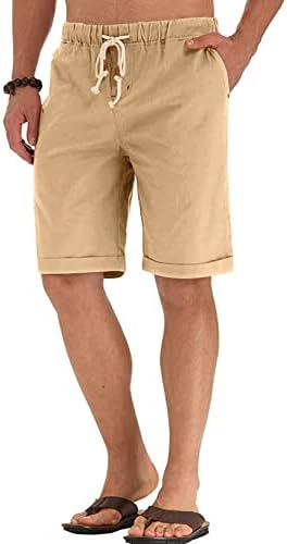 JMierr muške kratke hlače casual ljetne plažene platnene platnene pamuk kratki s džepovima i elastičnim strukom