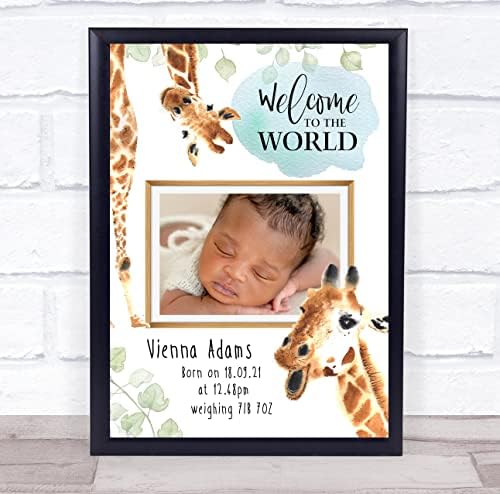 Pojedinosti o rođenju novorođenčeta fotografija žirafe na krštenju u dječjoj sobi ispis uspomena