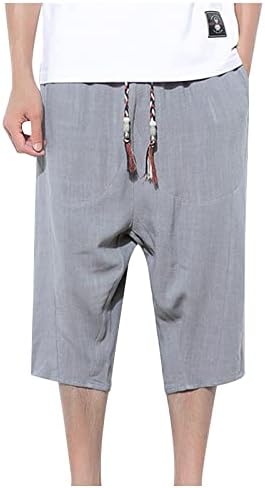 YMOSRH muške kratke hlače povremene čvrste boje pamučna lane lagane udobne casual kratke hlače kratke hlače kratke hlače