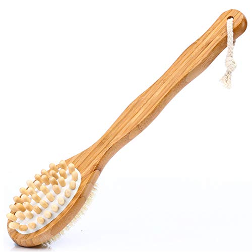Četka za tuširanje od prirodnih čekinja s dugim ručicama cvjetanjem četkica za tijelo od bambusa za leđa - izvrsno za piling kože i