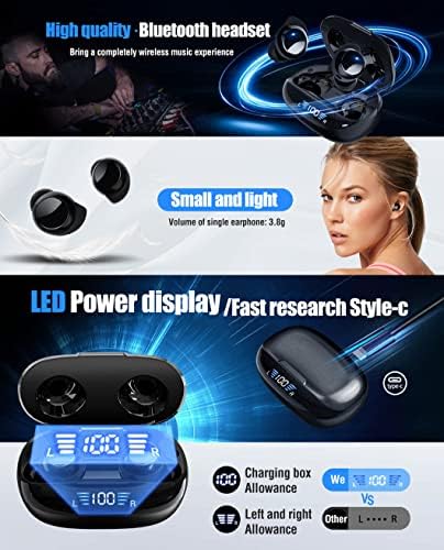 Bežične ušice, Bluetooth 5.3 slušalice s dvostrukim LED zaslonom, uši Bluetooth slušalice IP7 vodootporne slušalice za sport, vježbanje,