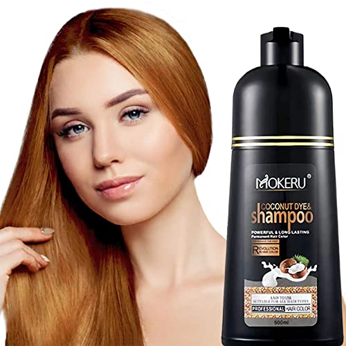 Instant šampon za svijetlosmeđu kosu za tamnu kosu - biljni kokosov šampon za bojanje kose za žene i muškarce, 16,90 fl oz šampon za