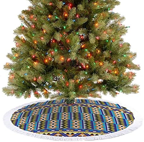 Afrička plemenska kente etnički uzorak tisak božićnog drvca suknja s tasmom za sretni božićni zabava pod Xmas Tree