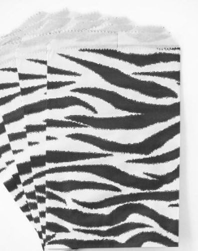 100 papirnatih vrećica s printom Zebra, ravne vrećice za robu veličine 6 9 inča