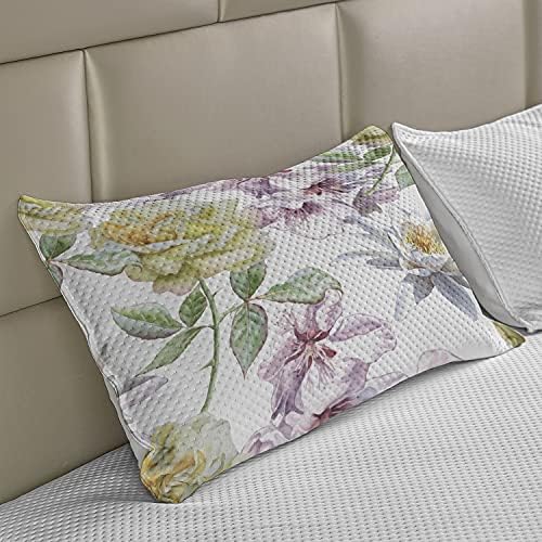 Ambasonne cvjetni pleteni jastuk od prekrivača, latice ruže sakura ljiljana cvjetovi cvjetaju romansa cvjetovi dizajn, standardni poklopac