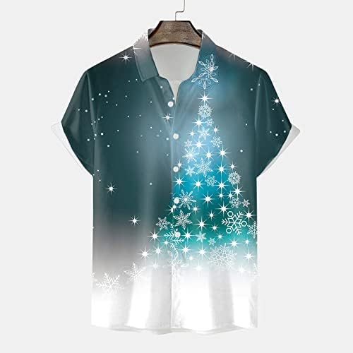 Wocachi muški božićni gumb dolje košulje kratke rukave smiješne grafičke havajske košulje božićne majice za kuglanje novosti za kuglanje