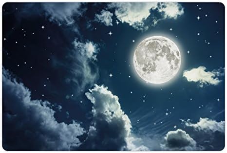 Prostirka za kućne ljubimce s mjesečevim noćnim nebom za hranu i vodu, noćno tamno nebo sa zvijezdama i punim mjesecom, romantični
