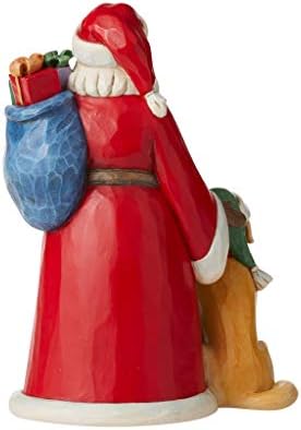 Enesco Jim Shore Heartwood Creek Santa s psom svečano krzneno prijateljstvo Figurica, visina od 9 inča, višeboj