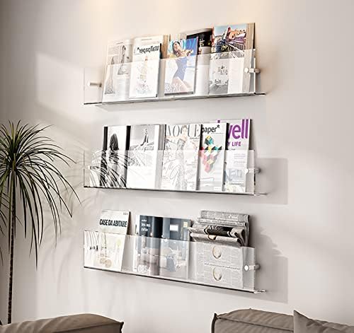 Moderni akrilni magazinski stalak zid - Orange Clear Blue Brown News Stand Storage Storage, lagana brošura držača brošure 40/80/100cm)